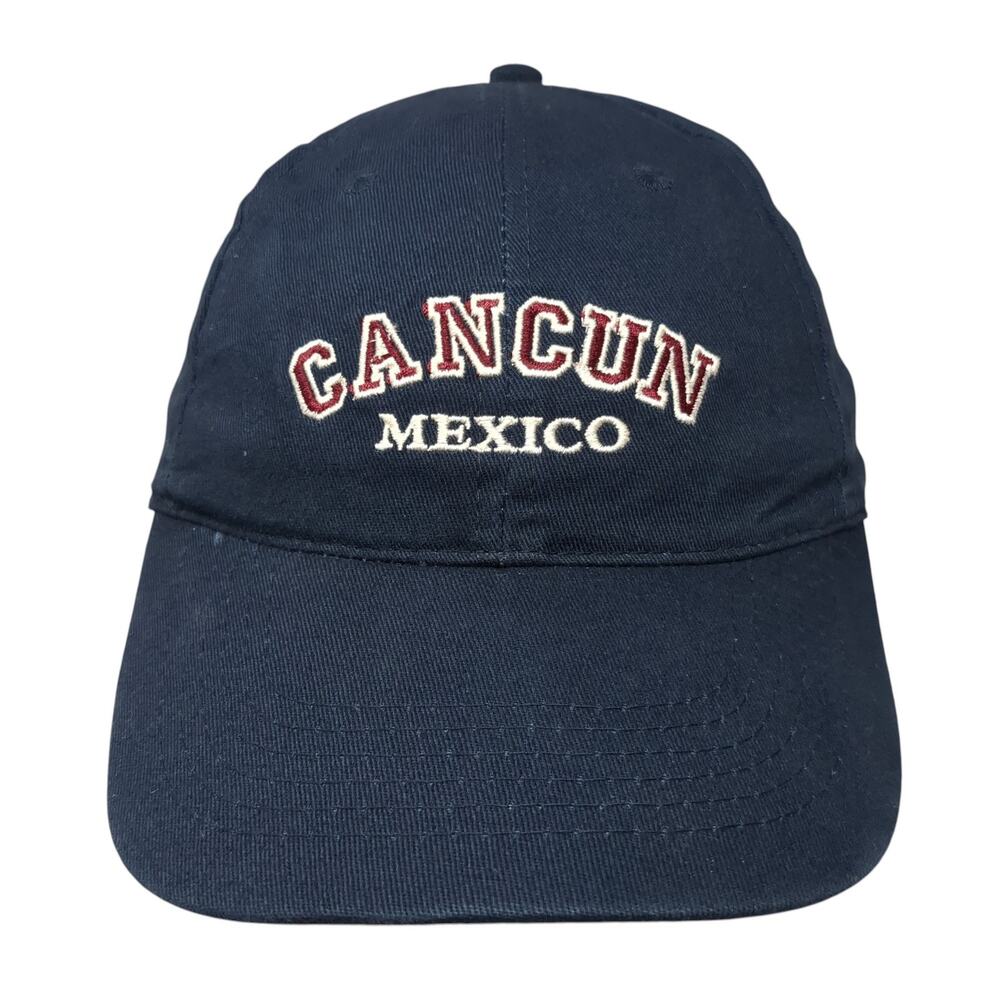 Cancun Mexico Strapback Baseball Cap Blue One Size Adjustable Caribbean Side